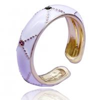 Cubic Zirconia Micro Pave Brass Finger Ring, gold color plated, Adjustable & micro pave cubic zirconia & for woman & enamel 