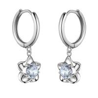 Huggie Hoop Drop Earring, 925 Sterling Silver, platinum plated, fashion jewelry & micro pave cubic zirconia & for woman 