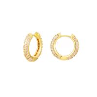 Brass Huggie Hoop Earring, gold color plated, micro pave cubic zirconia & for woman 