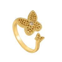 Cubic Zirconia Micro Pave Brass Finger Ring, Butterfly, real gold plated, Adjustable & micro pave cubic zirconia & for woman 20mm 