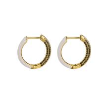 Brass Huggie Hoop Earring, gold color plated, micro pave cubic zirconia & for woman & enamel 