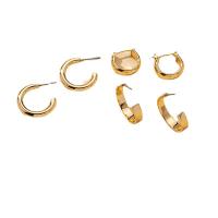 aleación de zinc Aretes, chapado en color dorado, 4 piezas & para mujer, 1.5-2cm, Vendido por Set