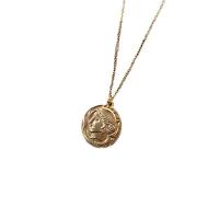 Zinc Alloy Necklace, with 3.15 inch extender chain, Flat Round, gold color plated & for woman Approx 17.71 Inch 