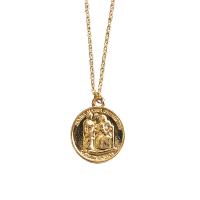 Zinc Alloy Necklace, with 3.14 inch extender chain, Flat Round, gold color plated & for woman Approx 17.71 Inch 