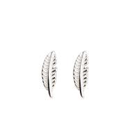 Pendientes de Perno de Aleación de Zinc, Pluma, chapado en color de plata, Joyería & para mujer, 7mm, Vendido por Par