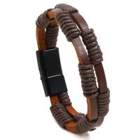 Cuir synthétique bracelet, avec corde de cire & alliage de zinc, Rond, bijoux de mode & pour homme, plus de couleurs à choisir, 10mm cm, Vendu par PC