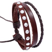 Kuhhaut Armband, mit PU Leder & Wachsschnur & Zinklegierung, rund, Modeschmuck & für den Menschen, keine, Länge:17-18 , verkauft von PC