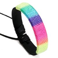 PU Leder Armband, mit Nylon & Wachsschnur, rund, Modeschmuck & für den Menschen, farbenfroh, 12mm, Länge:17-18 cm, verkauft von PC