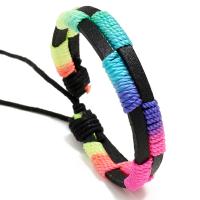 PU Leder Armband, mit Nylon & Wachsschnur, rund, Modeschmuck & für den Menschen, farbenfroh, 10mm, Länge:17-18 cm, verkauft von PC