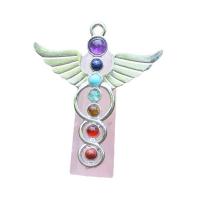 Gemstone Zinc Alloy Pendants, Natural Stone, with Zinc Alloy, silver color plated & Unisex 