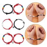 Pulseras para Parejas, cordón de nylon, con aleación de zinc, chapado, 2 piezas & Ajustable & Joyería & diferentes estilos para la opción & para la pareja, más colores para la opción, longitud:16-30 cm, Vendido por Set