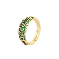 Cubic Zirconia Micro Pave Brass Finger Ring, gold color plated, Adjustable & micro pave cubic zirconia & for woman 