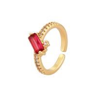 Crystal Brass Finger Ring, with Crystal, gold color plated, Adjustable & micro pave cubic zirconia & for woman 