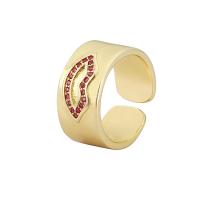 Cubic Zirconia Micro Pave Brass Finger Ring, gold color plated, Adjustable & micro pave cubic zirconia & for woman 19mm 