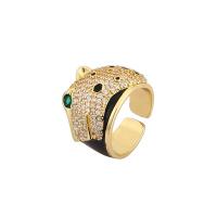 Cubic Zirconia Micro Pave Brass Finger Ring, gold color plated, Adjustable & micro pave cubic zirconia & for woman & enamel 