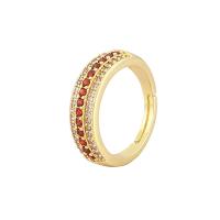 Cubic Zirconia Micro Pave Brass Finger Ring, gold color plated, Adjustable & micro pave cubic zirconia & for woman 21mm 