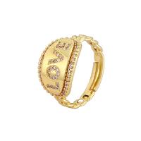 Cubic Zirconia Micro Pave Brass Finger Ring, gold color plated, Adjustable & micro pave cubic zirconia & for woman 