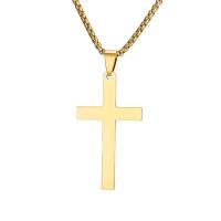 Collier de bijoux de titane, Acier titane, croix, Placage, normes différentes pour le choix, plus de couleurs à choisir Environ 23.6 pouce, Vendu par PC