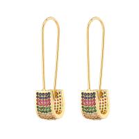 Cubic Zirconia Micro Pave Brass Earring, gold color plated, micro pave cubic zirconia & for woman 41mm 