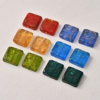 Goldsand Lampwork Perlen, Quadrat, DIY, keine, 17x17x8mm, Bohrung:ca. 2mm, verkauft von PC