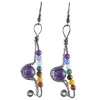 Gemstone Drop Earring, Zinc Alloy, with Gemstone, fashion jewelry & for woman 