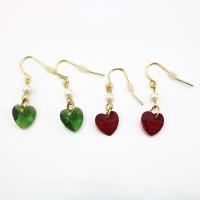 Pendientes Gota de Cristal, aleación de zinc, con Cristal & Perlas plásticas, Corazón, chapado en color dorado, Joyería & para mujer, más colores para la opción, 60mm, 10parespareja/Grupo, Vendido por Grupo