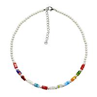 Collier en Murano bijoux, chalumeau, avec perle de plastique & alliage de zinc, bijoux de mode & pour femme Environ 13 pouce, Vendu par PC