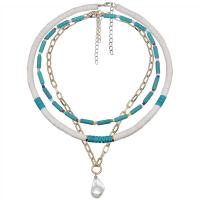 Collier de mode Multi couche, argile de polymère, avec Seedbead & turquoise & perle de verre & alliage de zinc, trois pièces & Style bohème & pour femme Environ 14.1 pouce, Environ  17 pouce, Environ  18 pouce, Vendu par fixé