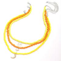 Petite perle en verre de collier 
, Seedbead, avec alliage de zinc, avec 1.96 inch chaînes de rallonge, Placage de couleur d'or, trois couches & teints & pour femme, plus de couleurs à choisir Environ 15.74 pouce, Vendu par PC