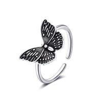 Messing Fingerring, Schmetterling, antik silberfarben plattiert, Modeschmuck & verschiedene Stile für Wahl & für Frau, 20mm, verkauft von PC