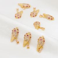 Cubic Zirconia Micro Pave Brass Pendant, Ice Cream, gold color plated, DIY & micro pave cubic zirconia 