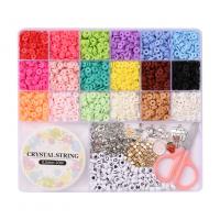 DIY Bracelet Beads Set, Polymer Clay, with Plastic Box & Iron & Zinc Alloy & Acrylic, mixed colors 