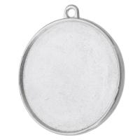 Zink Legierung Anhänger Rohling, Zinklegierung, flache Runde, plattiert, DIY, keine, 38x42x2mm,35x35mm, Bohrung:ca. 2mm, verkauft von kg