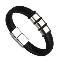 Cuero de PU Pulsera, con aleación de zinc, chapado, Joyería & para hombre, más colores para la opción, 12mm, longitud:22 cm, Vendido por UD