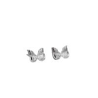 Pendientes de Perno de Aleación de Zinc, Mariposa, chapado en color de plata, Joyería & para mujer, plateado, 9x7mm, Vendido por Par