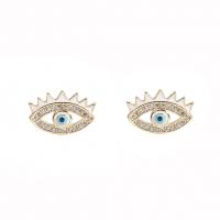 Cubic Zirconia Micro Pave Brass Earring, Eye, gold color plated, micro pave cubic zirconia & for woman & enamel 