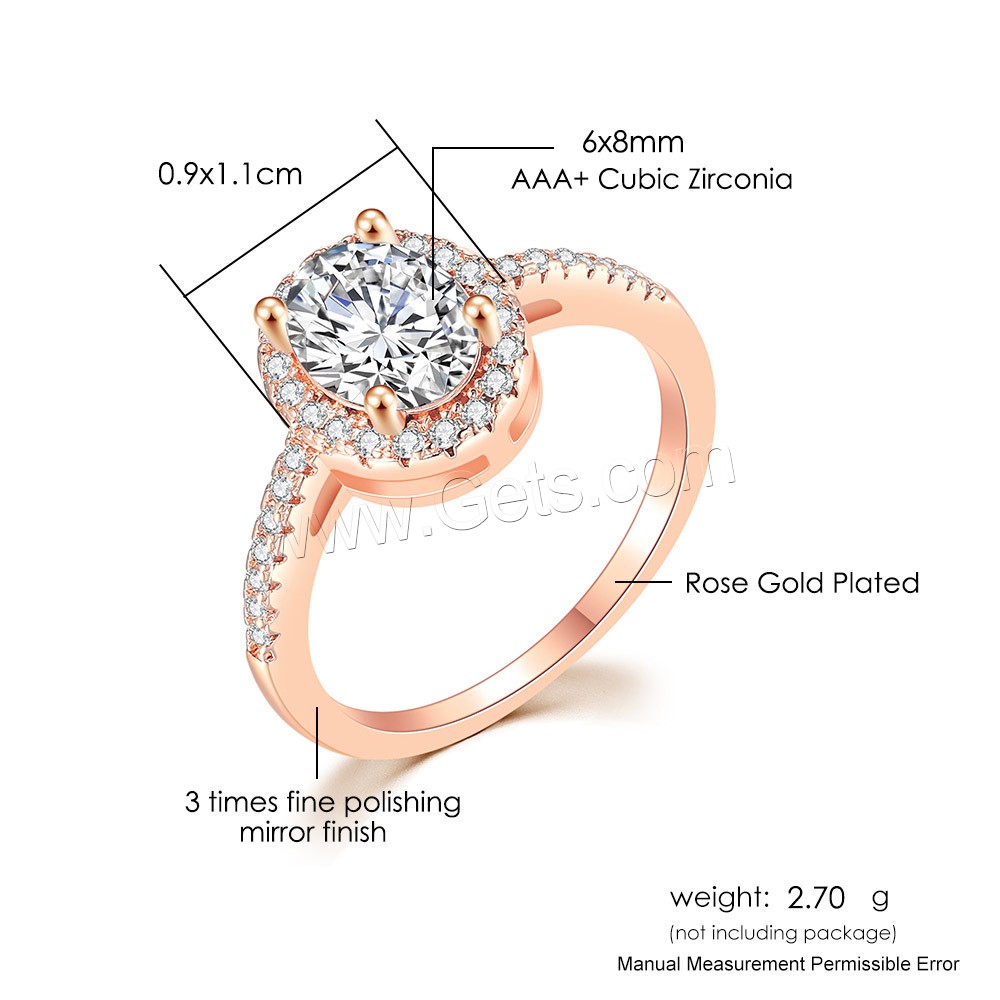 Cubic Zirconia Micro Pave Brass Finger Ring, Oval, plated, different size for choice & micro pave cubic zirconia & for woman, more colors for choice, 9x11mm, US Ring Size:4-12, Sold By PC