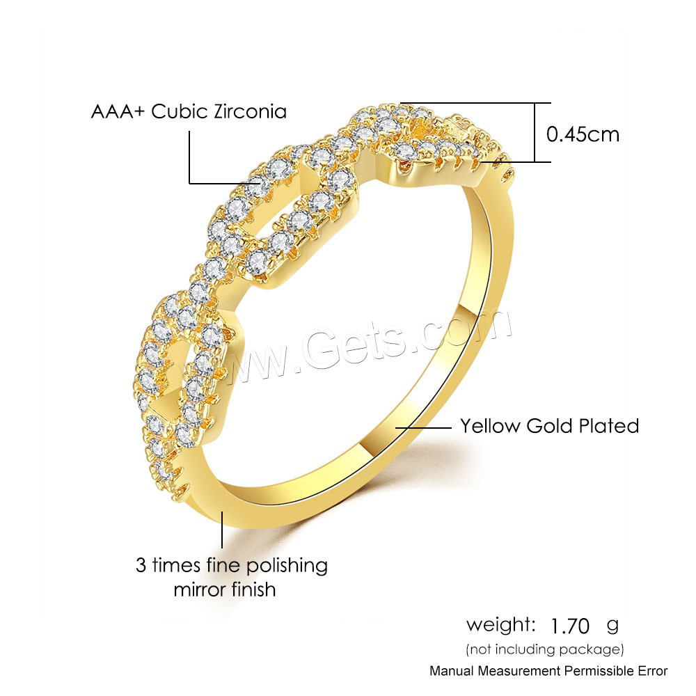 Cubic Zirconia Micro Pave Brass Finger Ring, Geometrical Pattern, plated, different size for choice & micro pave cubic zirconia & for woman & hollow, more colors for choice, 5mm, US Ring Size:5-10, Sold By PC