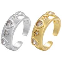 Cubic Zirconia Micro Pave Brass Finger Ring, plated, Adjustable & micro pave cubic zirconia & for woman Inner Approx 17mm 