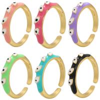 Evil Eye Jewelry Finger Ring, Brass, gold color plated, Adjustable & for woman & enamel 21mm 