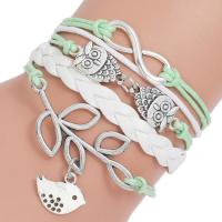 PU Leather Cord Bracelets, with Wax Cord & Iron & Zinc Alloy, plated, fashion jewelry & Unisex, two different colored, 160-170mm 