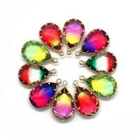 Pendentifs en laiton cristal, avec laiton, larme, Placage de couleur d'or, unisexe & normes différentes pour le choix & facettes, plus de couleurs à choisir, Vendu par PC