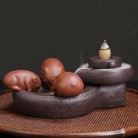 Incense Smoke Flow Backflow Holder Ceramic Incense Burner, Purple Clay, half handmade, for home and office & durable 