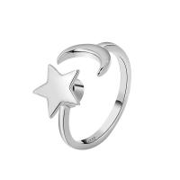 Messing Manschette Fingerring, Mond und Sterne, plattiert, Modeschmuck & für Frau, keine, 10.5mm, verkauft von PC