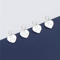 Pendentifs de coeur en argent pur , Argent sterling 925, DIY & avec le motif de lettre, argent Environ 4.2mm, Vendu par PC