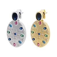 Cubic Zirconia Micro Pave Brass Earring, plated, micro pave cubic zirconia & for woman 