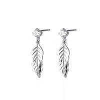 Boucle d'oreille goutte argent sterling, argent sterling 925, feuille, Placage, pavé de micro zircon & pour femme, plus de couleurs à choisir Vendu par paire