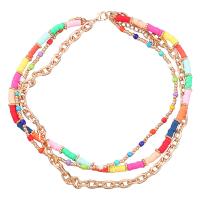 Collier de mode Multi couche, alliage de zinc, avec argile de polymère & résine, avec 3.03inch chaînes de rallonge, bijoux de mode & multicouche & pour femme, multicolore Environ 15.82 pouce, Vendu par PC