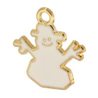 Zinc Alloy Enamel Pendants, Snowman, gold color plated, Unisex, white Approx 2mm, Approx 