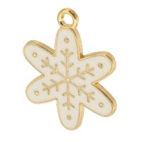 Zinc Alloy Enamel Pendants, Snowflake, gold color plated, Unisex, white Approx 2mm, Approx 